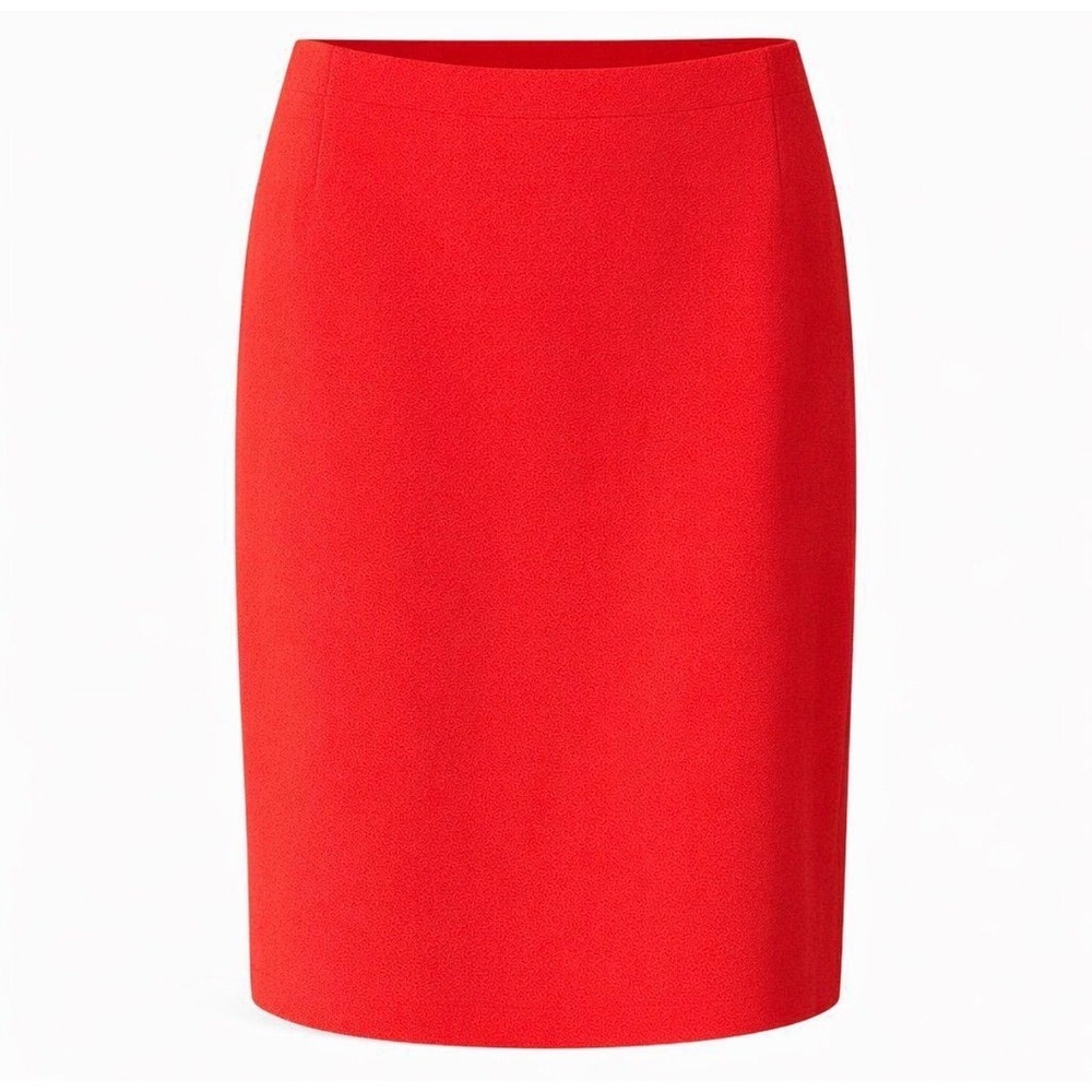 Akris Punto Red Crepe Pencil Skirt Womens US 10 High Waist‎ Hidden Zipper Career